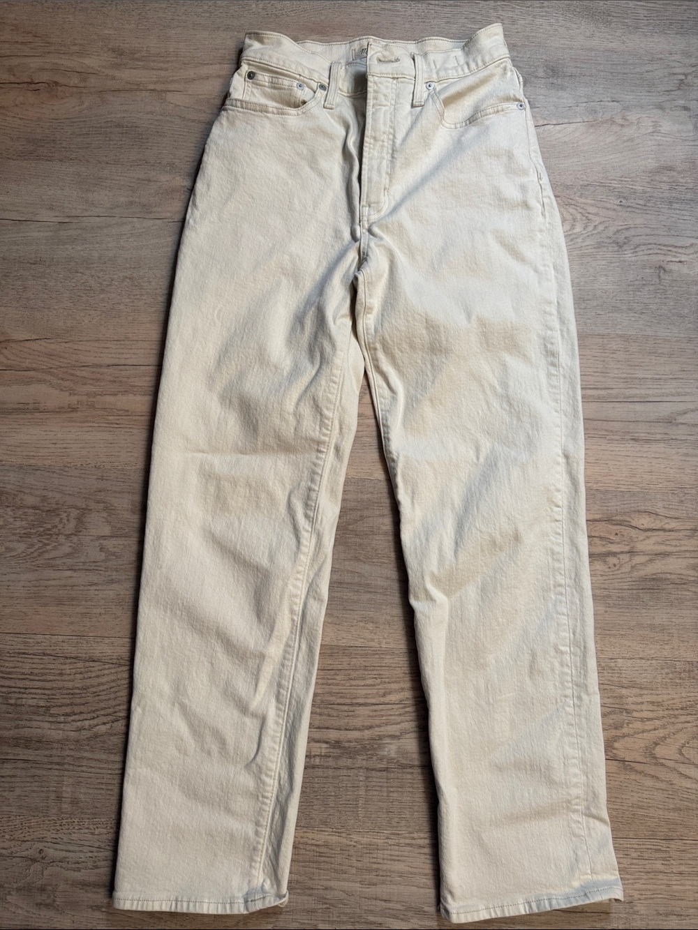 Madewell The Perfect Vintage Straight Cream High-Rise Jeans Sz 26